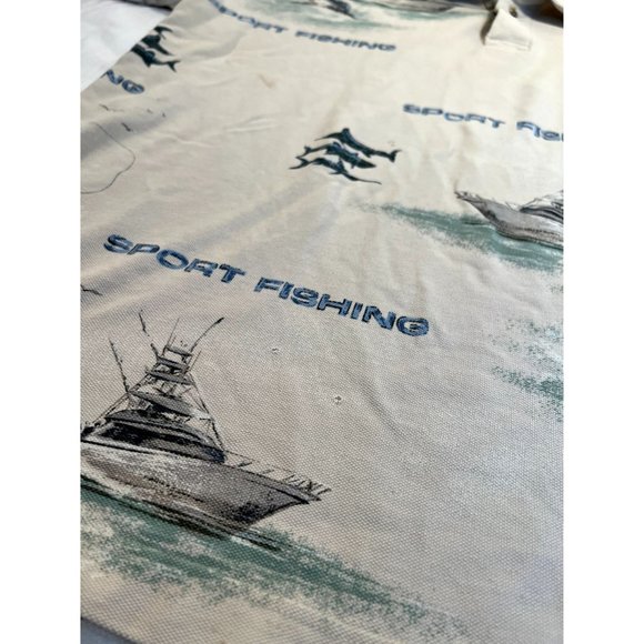 GPS Global Tracking Fishing Polo Shirt mens Large Tan - Picture 5 of 9